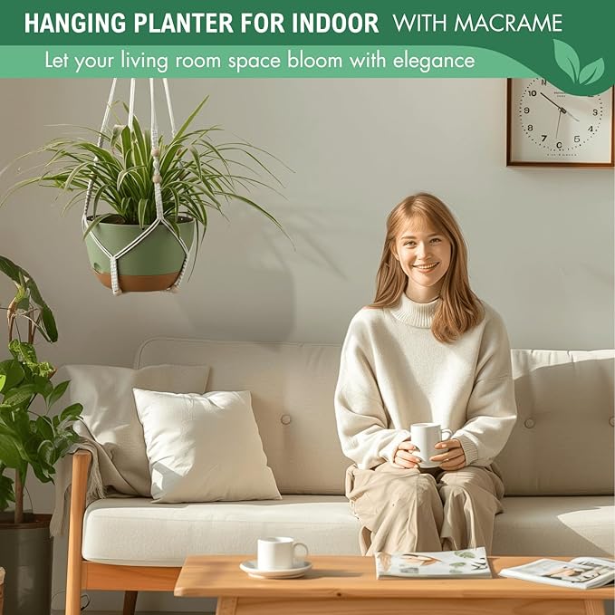 10 Inch Hanging Planters for Indoor Plants, Outdoor Hanging Plant Pot - Image 3