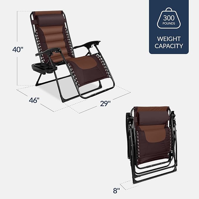 Best Choice Products Oversized Padded Zero Gravity Chair, Folding Outdoor Patio - Image 2