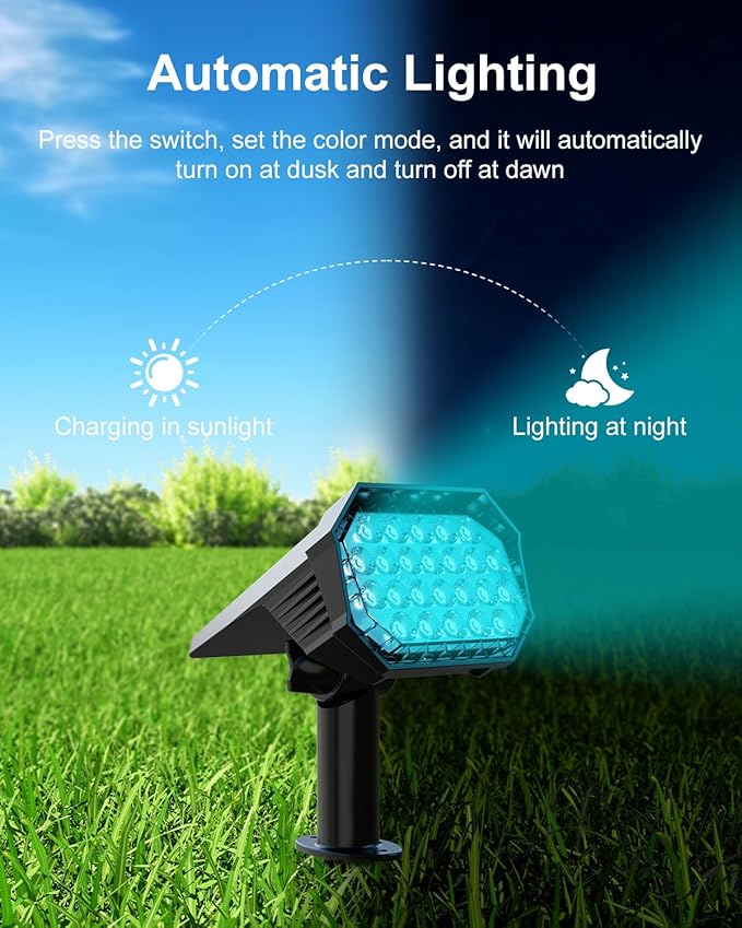 6 Pack Color Changing Solar Powered Outdoor Spot Lights Outside Landscape - Image 8