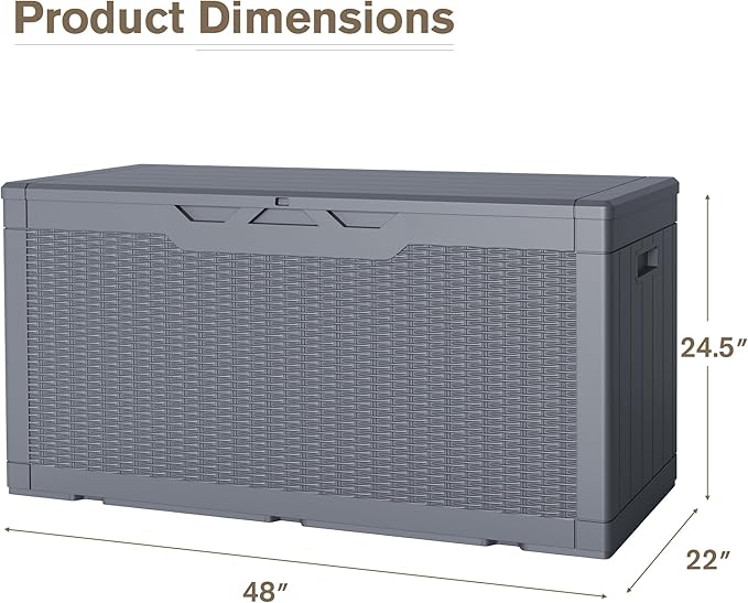 JUMMICO 100 Gallon Resin Deck Box, Waterproof Outdoor Storage Box - Image 5