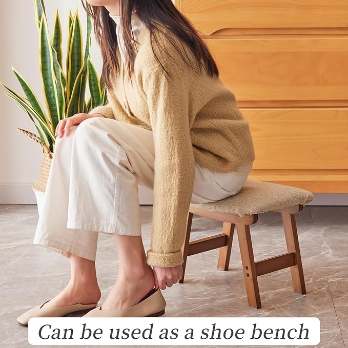 Foot Stool, Bamboo Small Sofa Foot Rest Under Desk, Extra Seating - Image 6