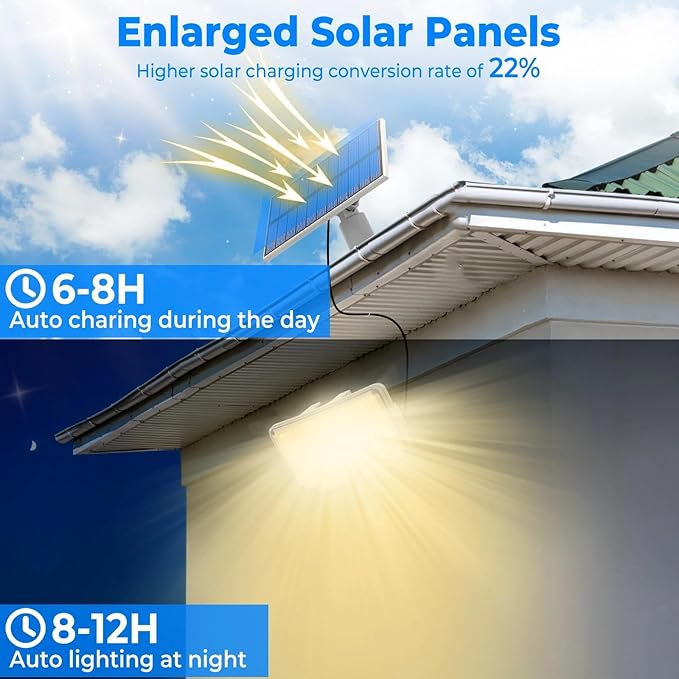 Peasur 1 Pack Solar Motion Lights Outdoor, 318 LED Solar Security Light - Image 2