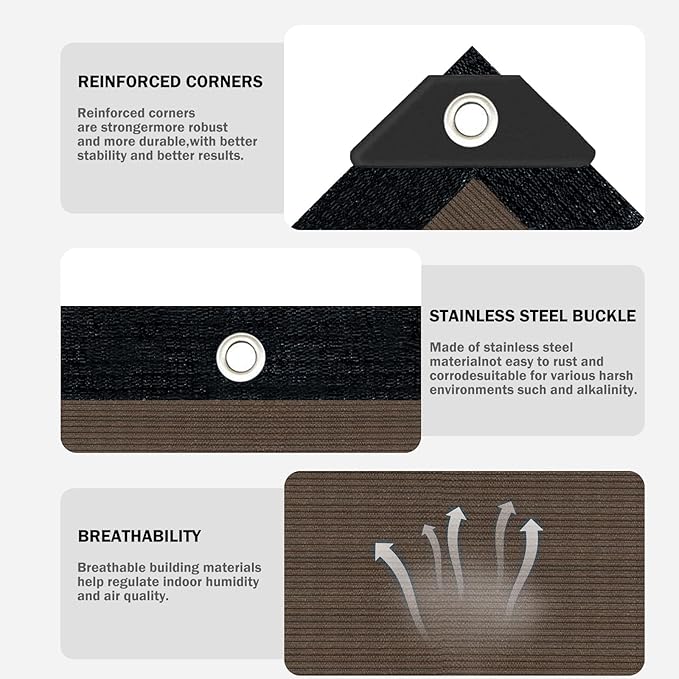 Sun Shade Cloth with Grommets, 90% UV Protection Shade Fabric, Pergola Shade - Image 3