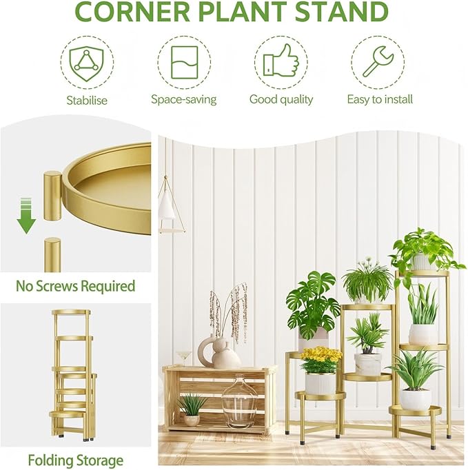 iDavosic.ly 7 Tier Large Plant Stand Indoor, 10 Inch Wide Tall Corner Metal - Image 5