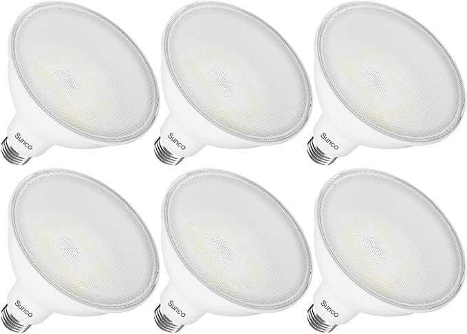Sunco 6 Pack Outdoor Flood Light Bulbs, PAR38 LED Flood Lights Waterproof by SuncoLighting
