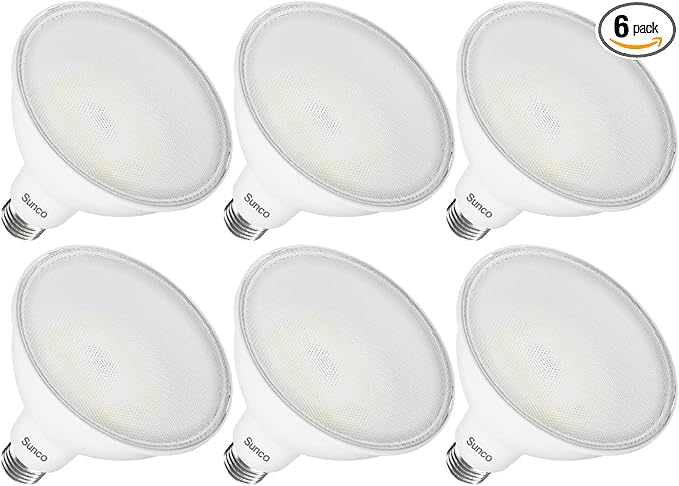 Sunco 6 Pack Outdoor Flood Light Bulbs, PAR38 LED Flood Lights Waterproof by SuncoLighting