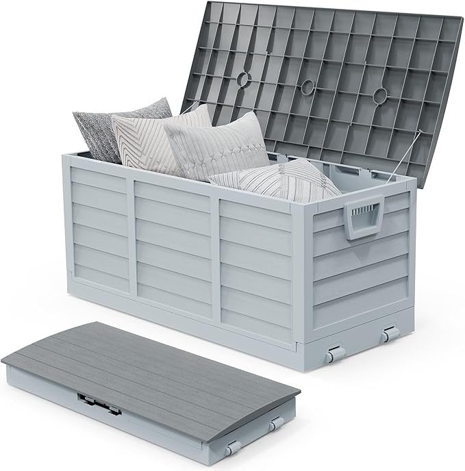 VINGLI 75 Gallon Collapsible Outdoor Storage Box, Simple-to-assemble Plastic by VINGLI