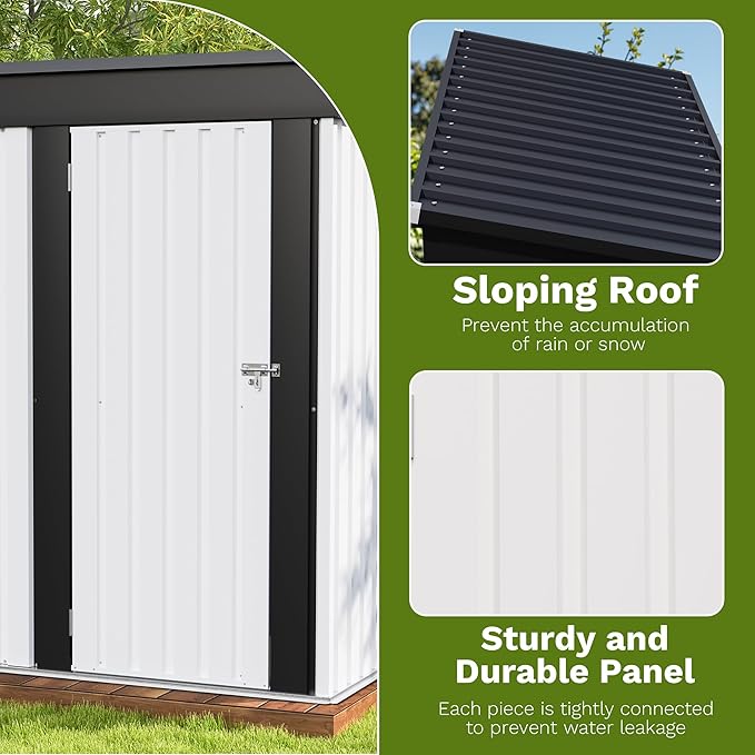 Patiowell 5x3 FT Outdoor Storage Shed, Garden Tool Shed - Image 4
