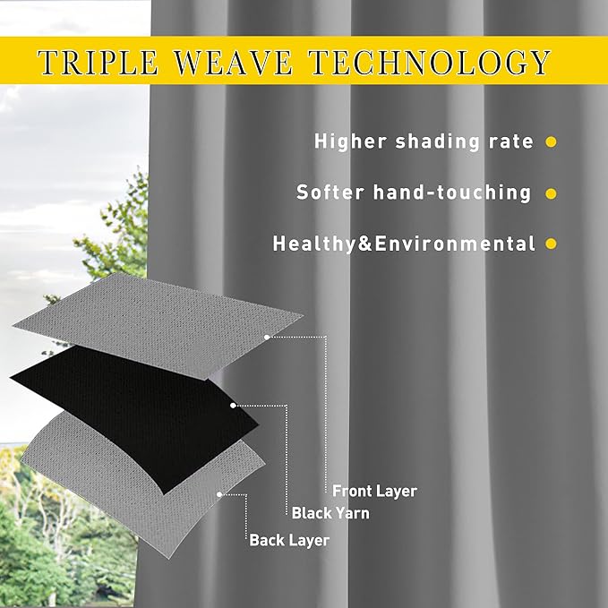 NICETOWN 2 Panels Gazebo Curtains Outdoor Waterproof & Windproof, Top and - Image 6