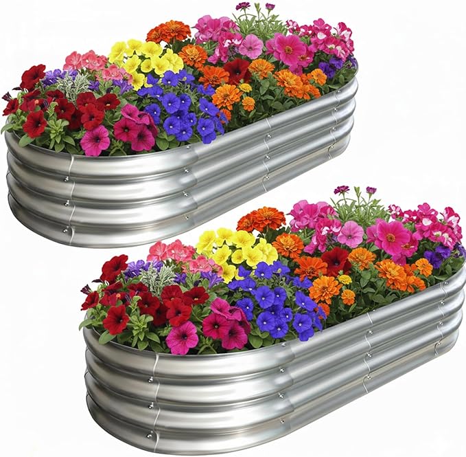 Galvanized Raised Garden Bed for Outdoor: 4X2X1ft Durable Metal Vegetable Plant by Unknown