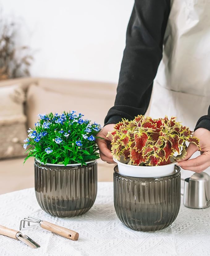 Melphoe 2 Pack Self Watering Hanging Planters Indoor Flower Pots, 6.5 Inch - Image 4