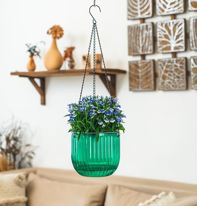 Melphoe 2 Pack Self Watering Hanging Planters Indoor Flower Pots, 6.5 Inch - Image 3