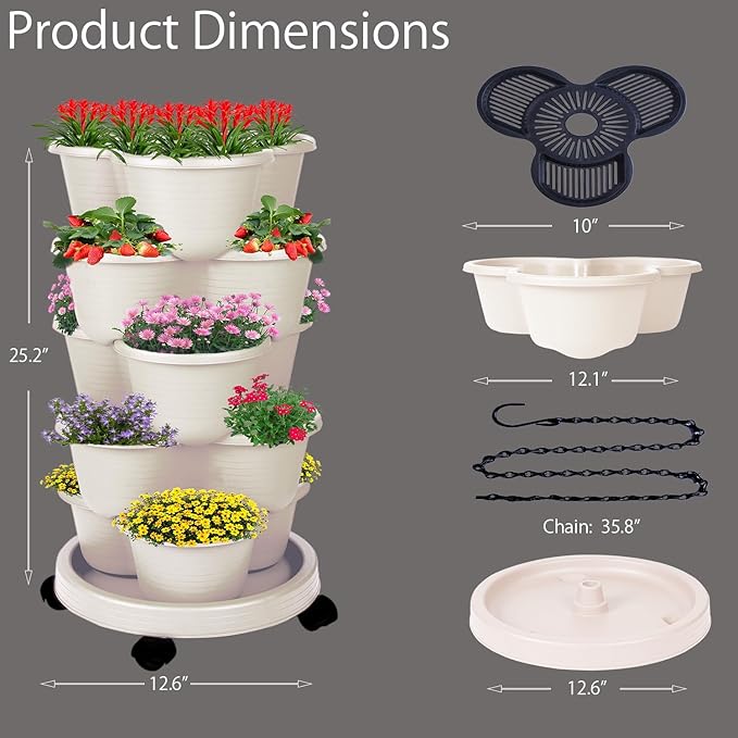 5-Tier Vertical Garden Tower Stackable Planter - Image 4