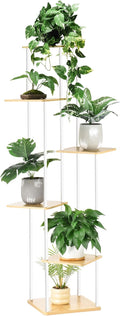 6 Tier Plant Stand Indoor Outdoor, Wood Metal Corner Shelf, Planter Shelf by GLOKUUCA