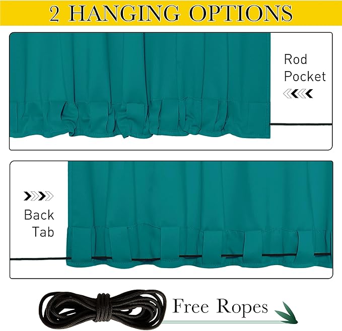 NICETOWN 2 Panels Outdoor Curtains Waterproof Fixed Grommet/Back Tab on Top & - Image 2