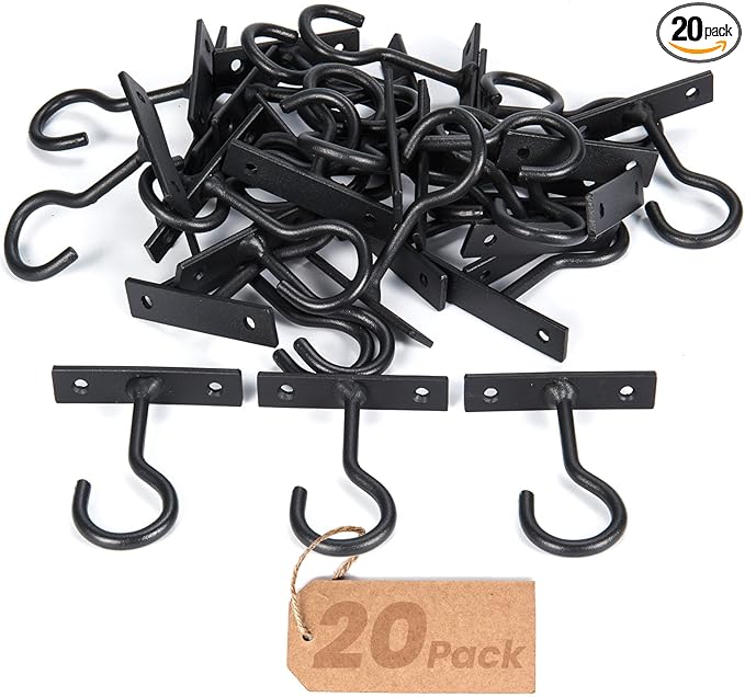Ceiling Hooks for Hanging Plants 20Pcs Black by QTJUST