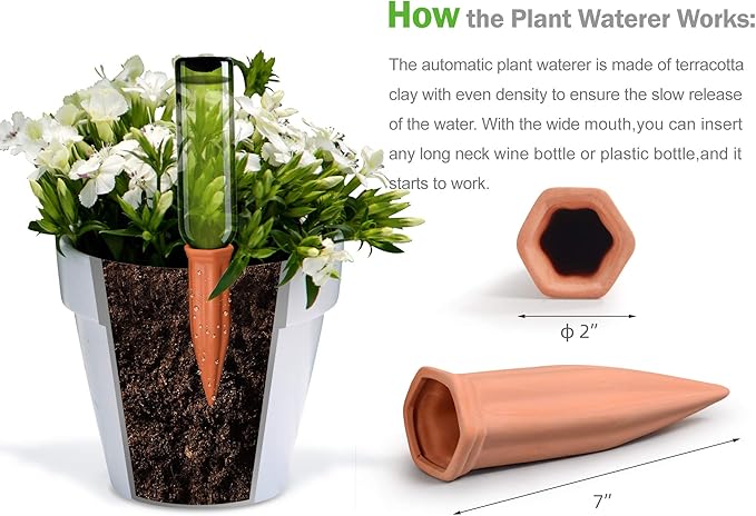 B SEPOR Ceramic Plant Waterer Terracotta Self Watering Spikes - Image 3