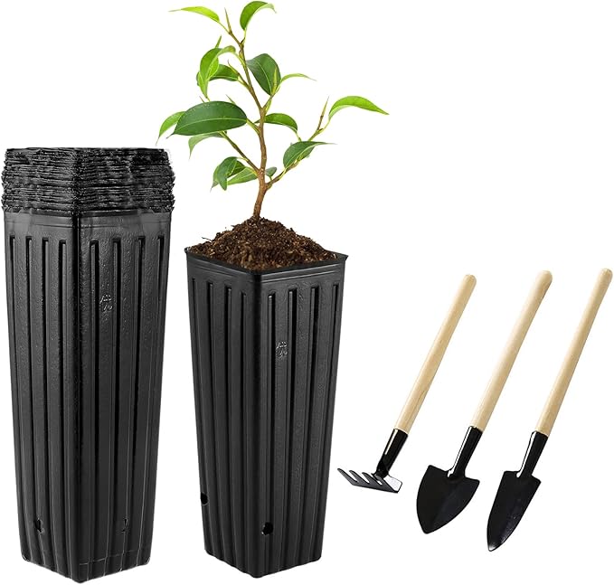 20 Pcs Plastic Deep Nursery Pots, 9.8" Tall Tree Pots, Tall Nursery Tree Pots by Hzloyat