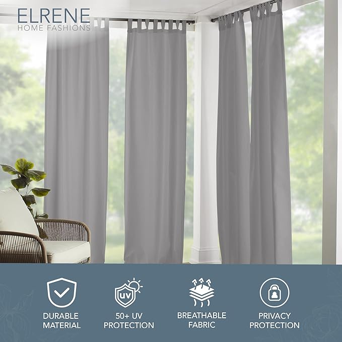 Elrene Home Fashions Matine Weatherproof Tab-Top Indoor/Outdoor Solid Color - Image 2
