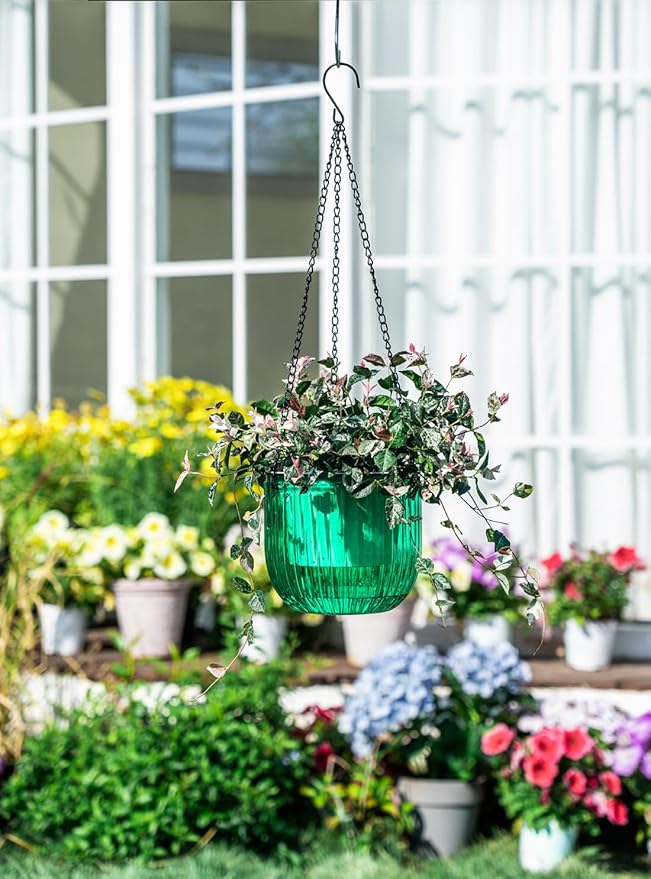 Josteve 6.5 Inch 2 Pcs Self Watering Hanging Planter Indoor Plant Pots Drainage - Image 2