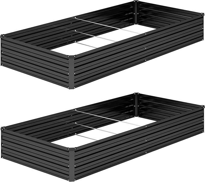 2PCS 8x4x1FT Galvanized Raised Garden Bed Kit, Vegetable Boxes-Rectangle Metal by DIIYIV