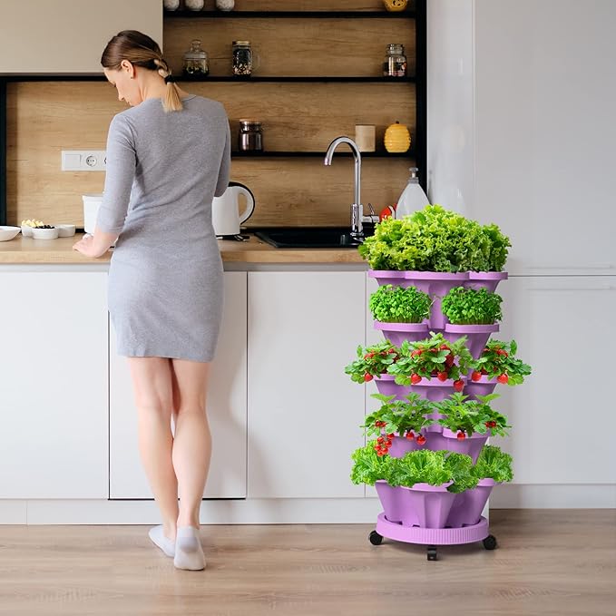 Strawberry Vertical Planter GardenTower, 5 Tiered Stackable Planter - Image 4