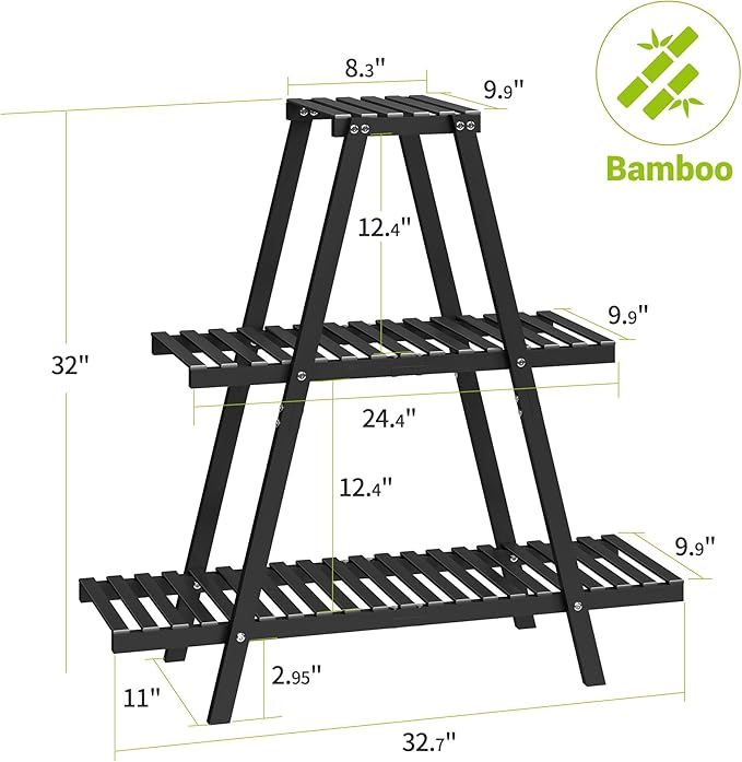 BMOSU Plant Stand Bamboo for Indoor Outdoor Tiered Plant Shelf 8 Potted Flower - Image 7