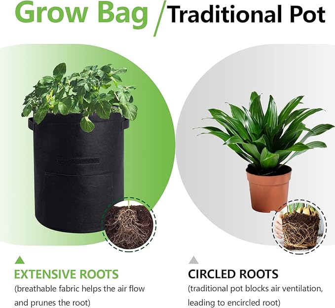 4 Pack Potato Growing Bag with Flap 10 Gallon Planter Pots with Handles and - Image 4
