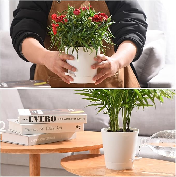 Plant Pots 6 PCS 5 inch Self Watering Planters High Drainage Flowers Pot - Image 7