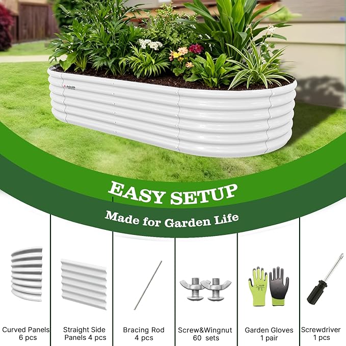 A ANLEOLIFE 8X4X1.5 ft Galvanized Raised Garden Beds Outdoor, Oval Large Metal - Image 7