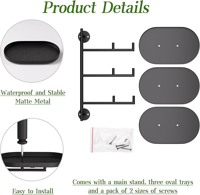 Window Sill Rotating Plant Stand Shelf Indoor Black Metal Floating Shelves - Image 5