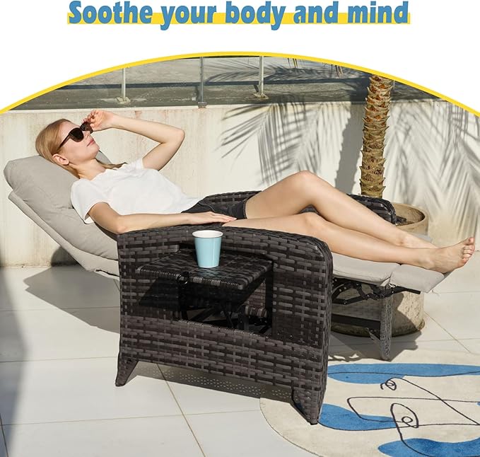 Outdoor Recliner Chairs Set of 2 Reclining Patio Chairs - Image 6