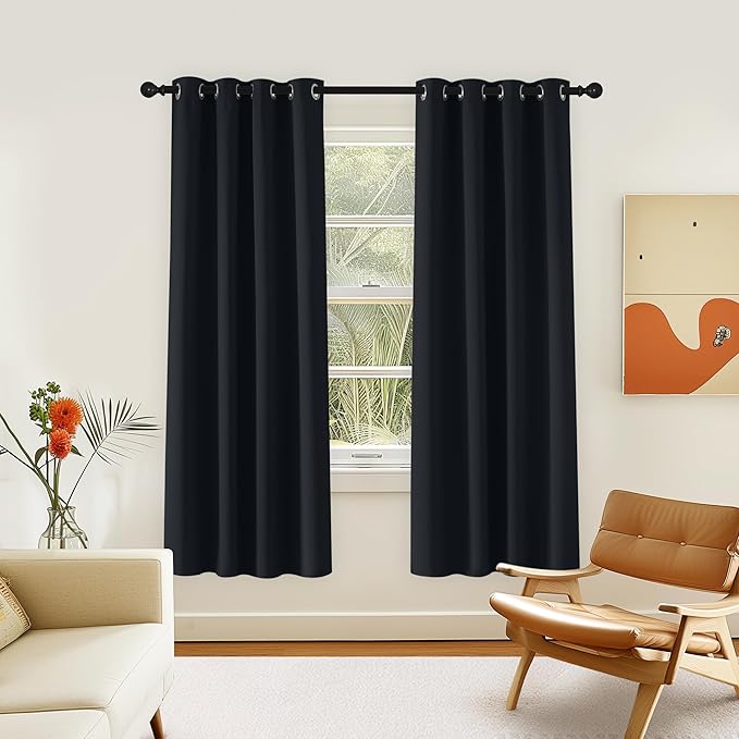 NICETOWN Blackout Black Curtain 72 inches Long, Grommet Thermal Insulated by NICETOWN