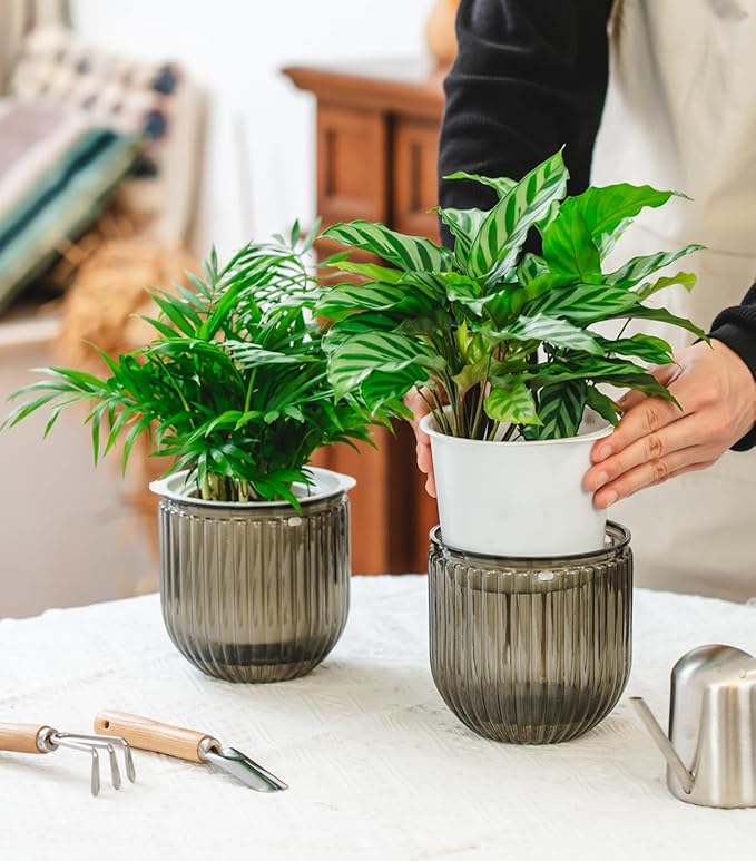 Josteve 5.2 Inch 2 Pcs Self Watering Hanging Planter Indoor Plant Pots Drainage - Image 2