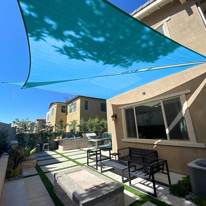 SUNLAX Sun Shade Sail 16' x 16' x 22' Turquoise Blue Right Triangle Canopy Sail by SUNLAX