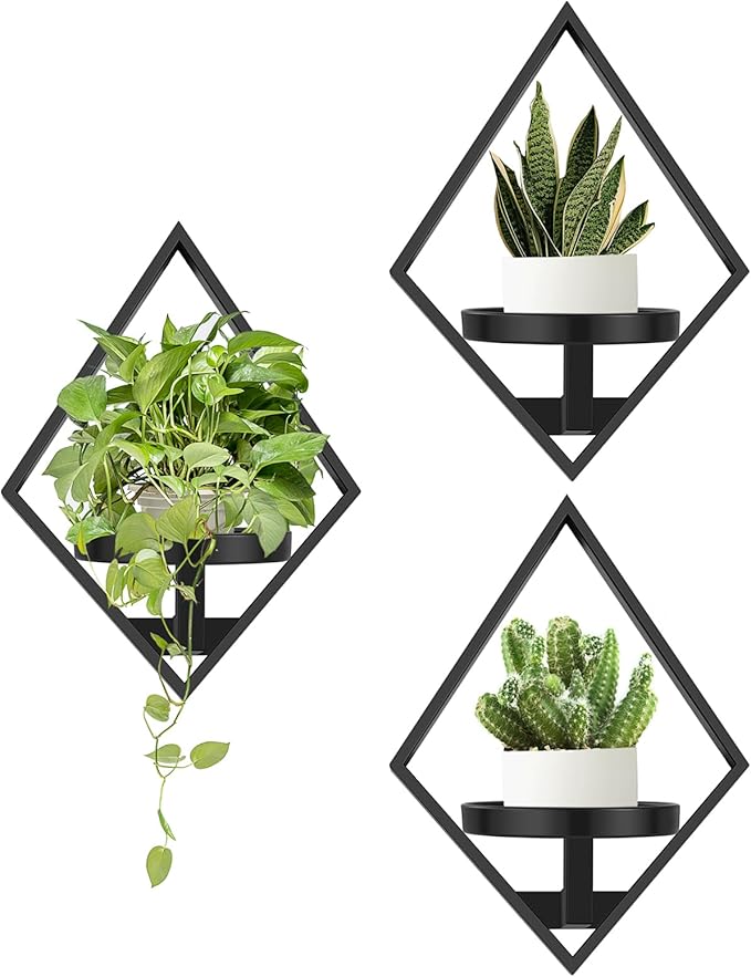 Wall Plant Holder, 3 Pack Metal Floating Shelves Indoor, Window Sill Plant Shelf by SBOSBO