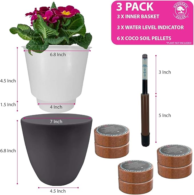 GARDENIX DECOR 7'' Self Watering planters - Image 5