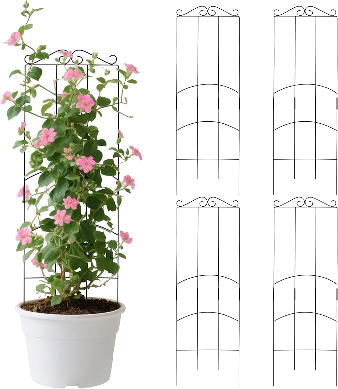 32 Inch Metal Plant Trellis for Climbing Plants Outdoor，4 Pack Garden Trellis by Unknown