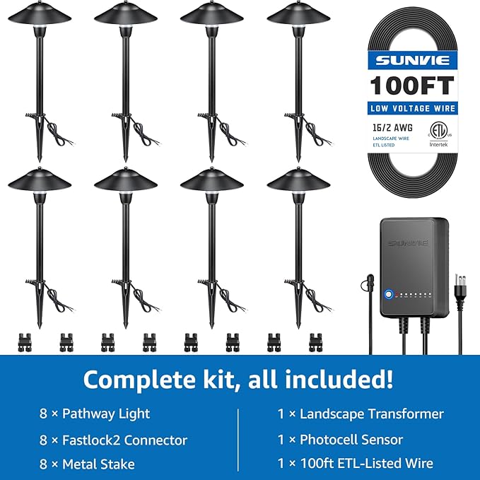 SUNVIE All-in-One LED Pathway Lighting Kit, 3000K Waterproof Landscape Lighting - Image 5