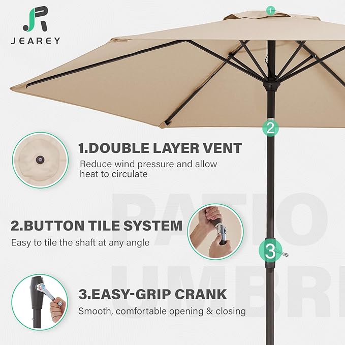 JEAREY 7.5FT Patio Umbrella Outdoor Table Umbrella - Image 3