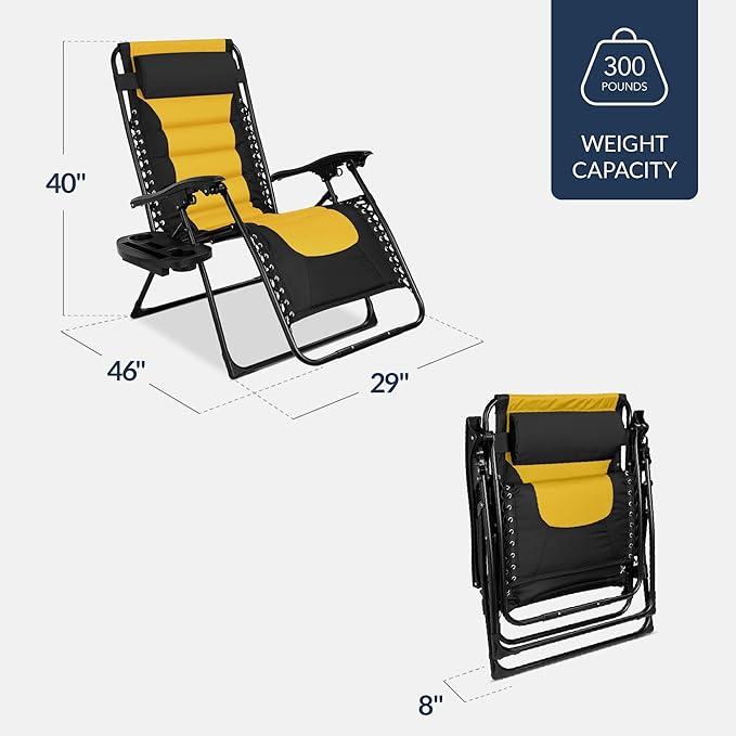 Best Choice Products Oversized Padded Zero Gravity Chair, Folding Outdoor Patio - Image 3