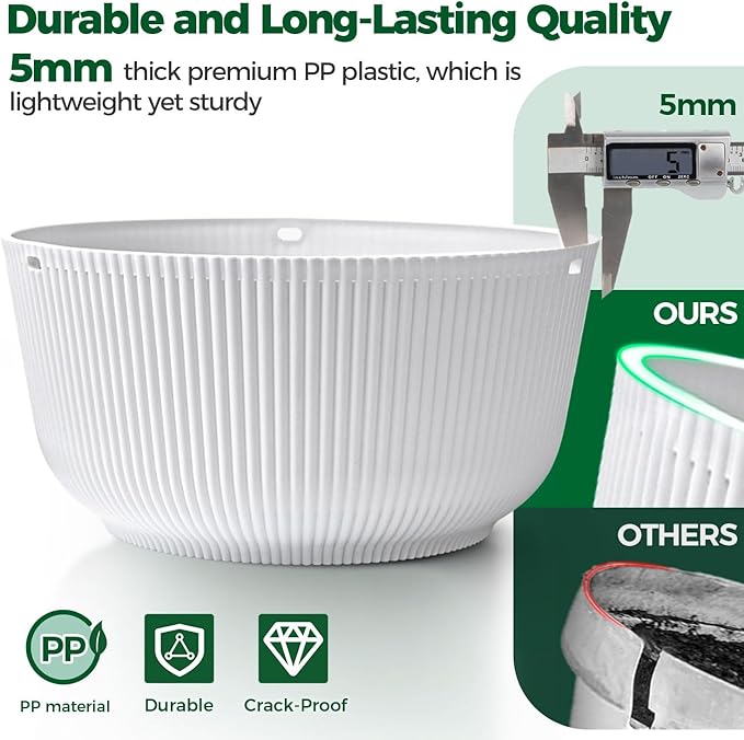 T4U Hanging Planter Self Watering 8 Inch, 2 Pack White Indoor Hanging Plant pots - Image 3