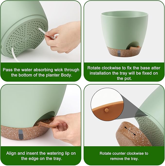 Self-Watering Plant Pots with Water Level Indicator, Drainage Holes & Saucers – - Image 7