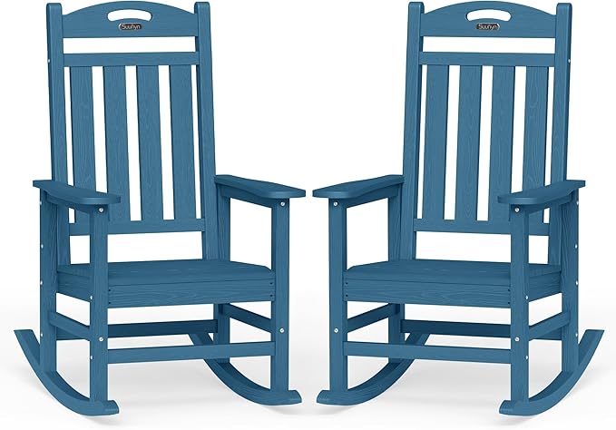 Oversized Outdoor Rocking Chairs Set of 2, High Back Outdoor Rocker Chair by Suunyn