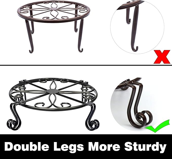 Black Plant Stand for Flower Pot Heavy Duty Potted Holder Indoor Outdoor Metal - Image 5