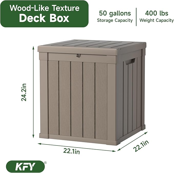 50 gallon deck box, All-weather resin material outdoorstorage box easy to - Image 2