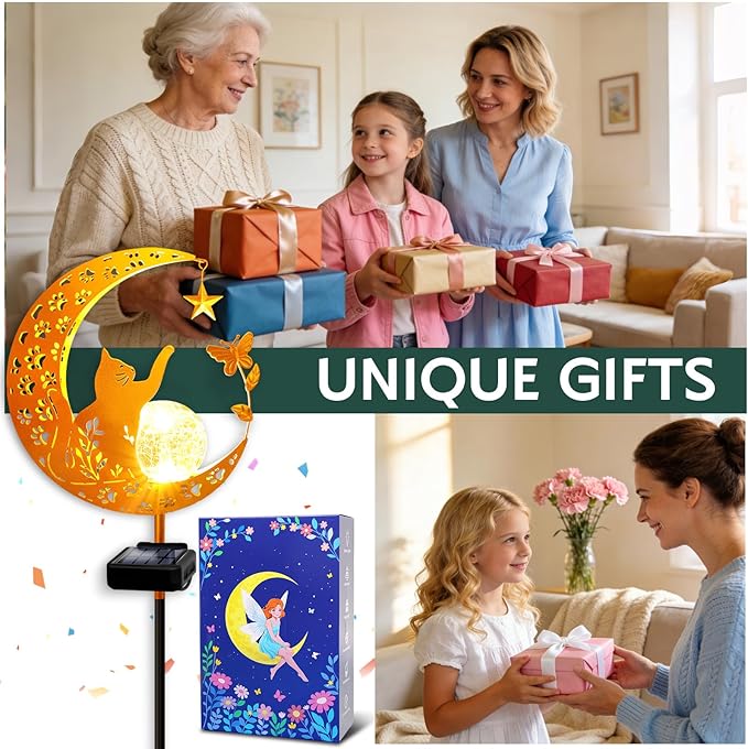 ZNYCYE Solar Lights Outdoor Decorative Moon Cat Butterfly Solar Stake Lights - Image 2