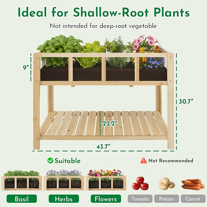 Raised Garden Bed with Transparent Acrylic Panels, Elevated Wooden Raised - Image 5
