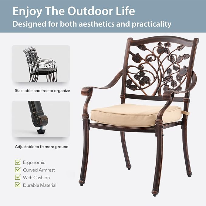 7-Piece Cast Aluminum Patio Furniture, Patio Dining Set - Image 5