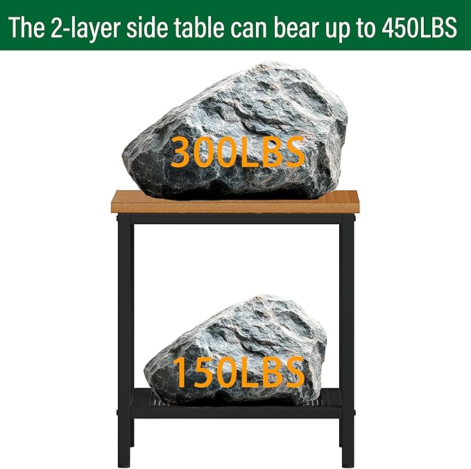 Outdoor Side Table with Storage, 2-Tier Patio End Tables Weather Resistant - Image 4